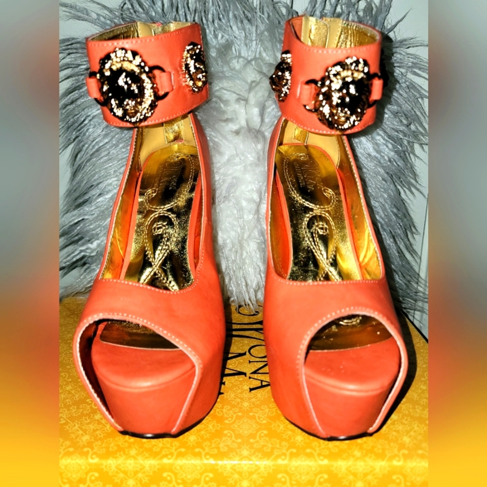 Sexy Embellished Ankle Strap Platform Heels